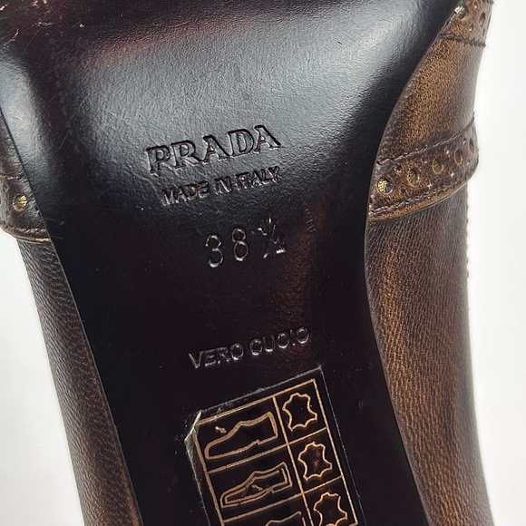 Vintage Prada Leather Peep Toe Heels 38.5   8 - Picture 8 of 13